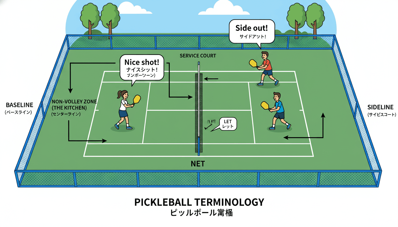 ピックルボールの英語表現ガイド｜スペル・発音・用語50選・海外で使えるフレーズ集【2026年版】